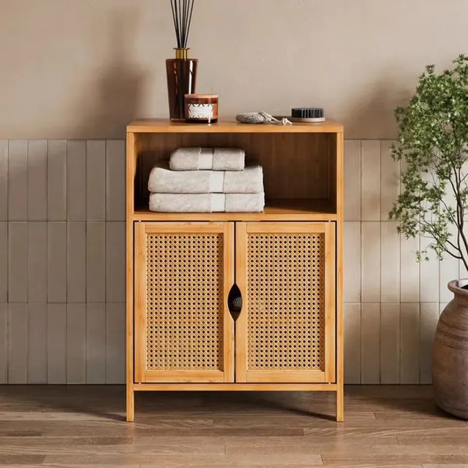 BOXED AVANI TWO DOOR CABINET, BAMBOO (1 BOX)
