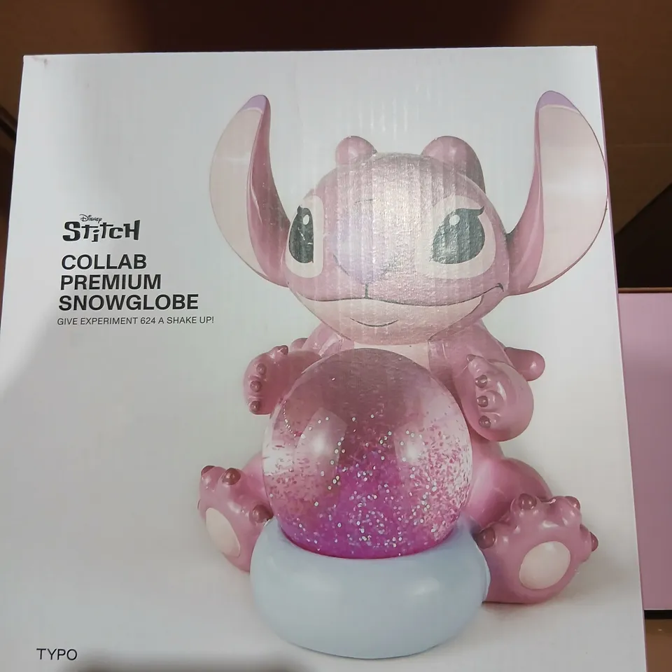 THREE DISNEY STITCH COLLAB PREMIUM SNOWGLOBE – BOXED (TYPO)