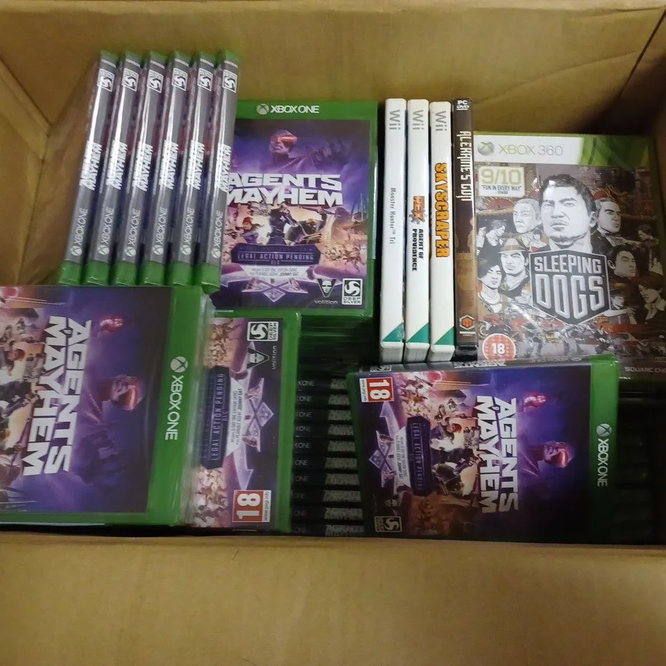 APPROXIMATELY 90 ASSORTED GAMES FOR CONSOLES SUCH AS XBOX ONE, XBOX 360, PC, ETC