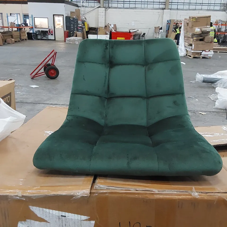 BOXED SET OF 2 DESIGNER DARK GREEN VELVET BAR STOOLS (1 BOX)