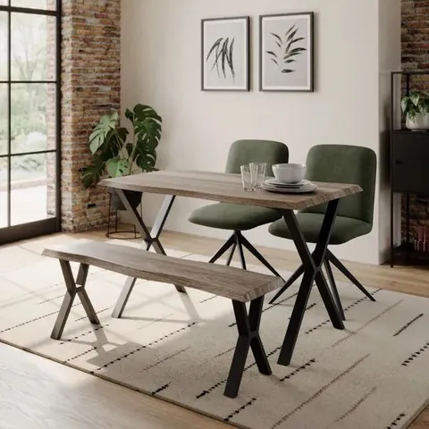 BOXED EZRA II DINING BENCH - RUSTIC WOOD EFFECT (1 BOX)