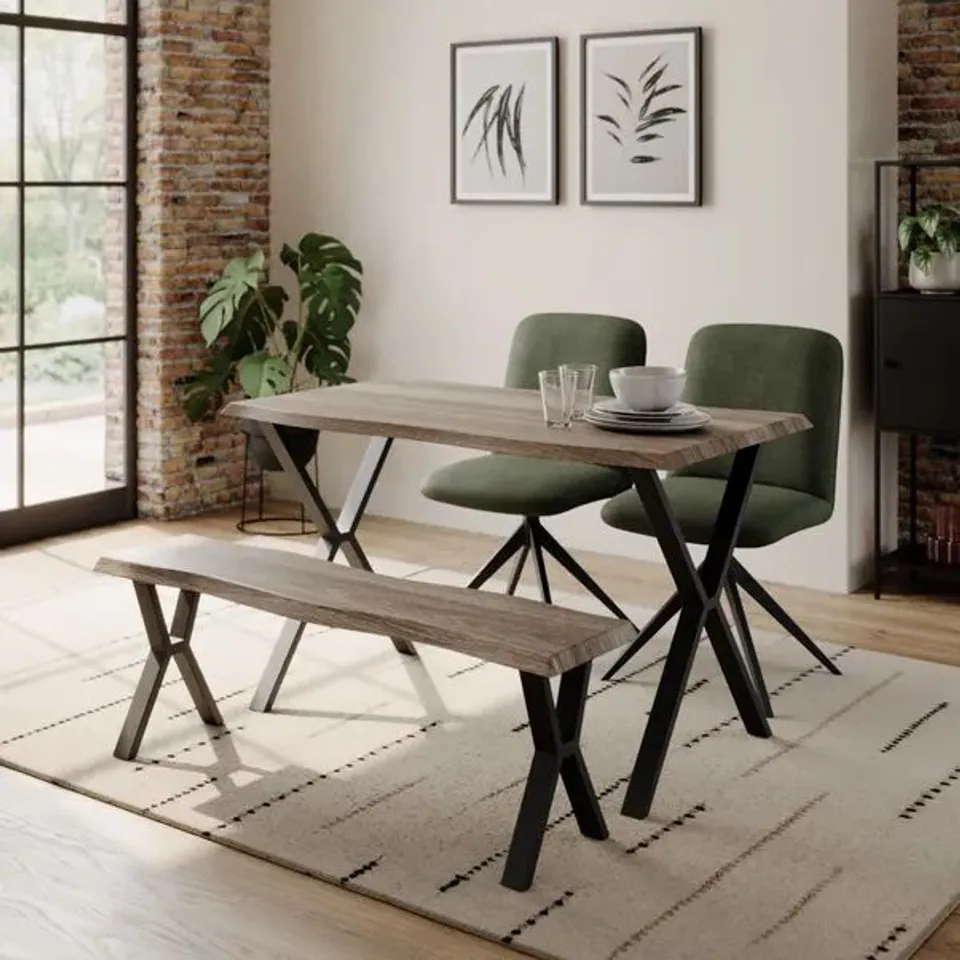 BOXED EZRA II DINING BENCH - RUSTIC WOOD EFFECT (1 BOX)