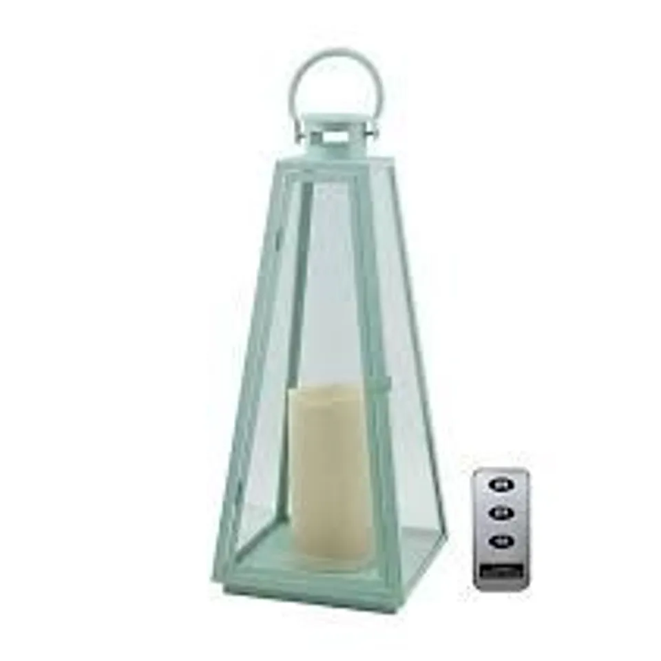 GARDEN STORIES 50CM LARGE METAL OUTDOOR LANTERN WITH LED CANDLE