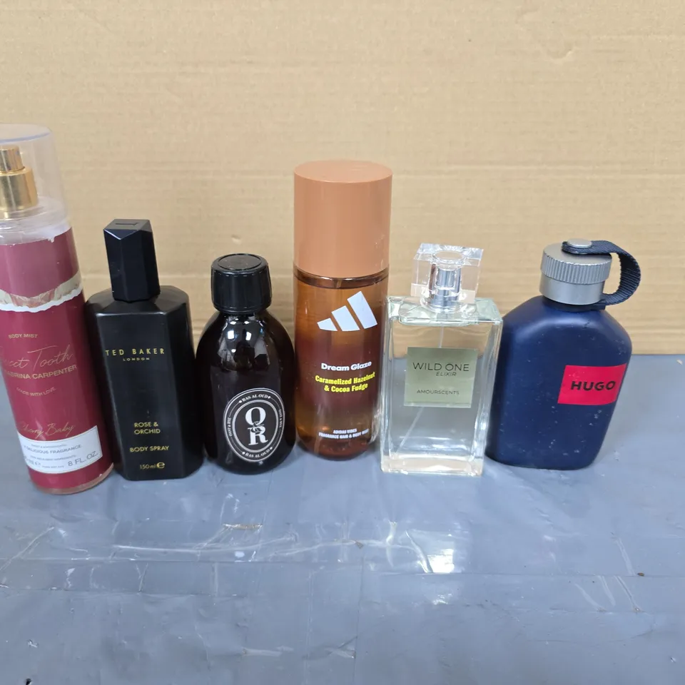 APPROXIMATELY ELEVEN UNBOXED FRAGRANCES TO INCLUDE; ADIDAS, SABRINA CARPENTER, HUGO BOSS AND TED BAKER