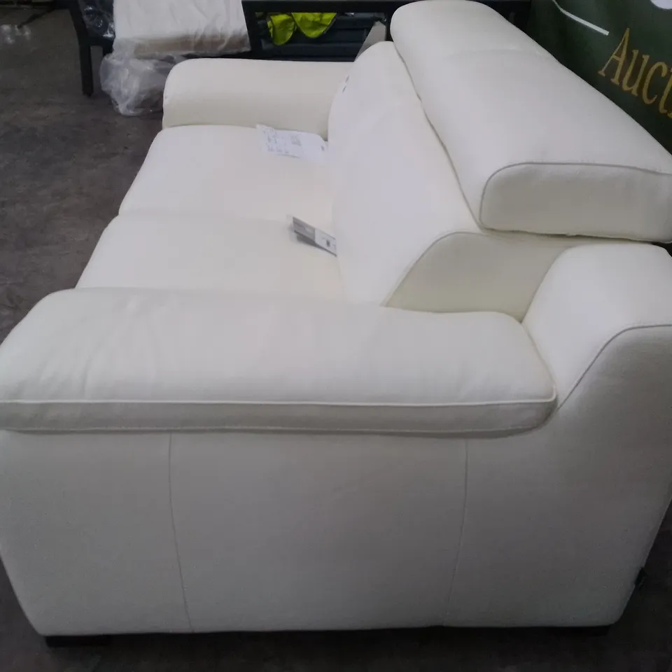 QUALITY ITALIAN DESIGNER RICCARDO 2 SEATER SOFA - WHITE LEATHER