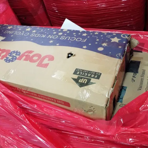 PALLET OF ASSORTED PRODUCTS INCLUDING VACUUM STAND, KIDS BICYCLE