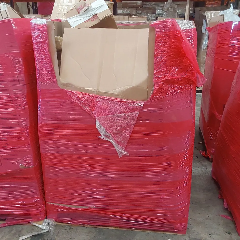 PALLET OF ASSORTED ITEMS INCLUDING: HIGH PRESSURE WASHER, FOLDABLE WAGON, INFLATABLE POOL, RUG ECT