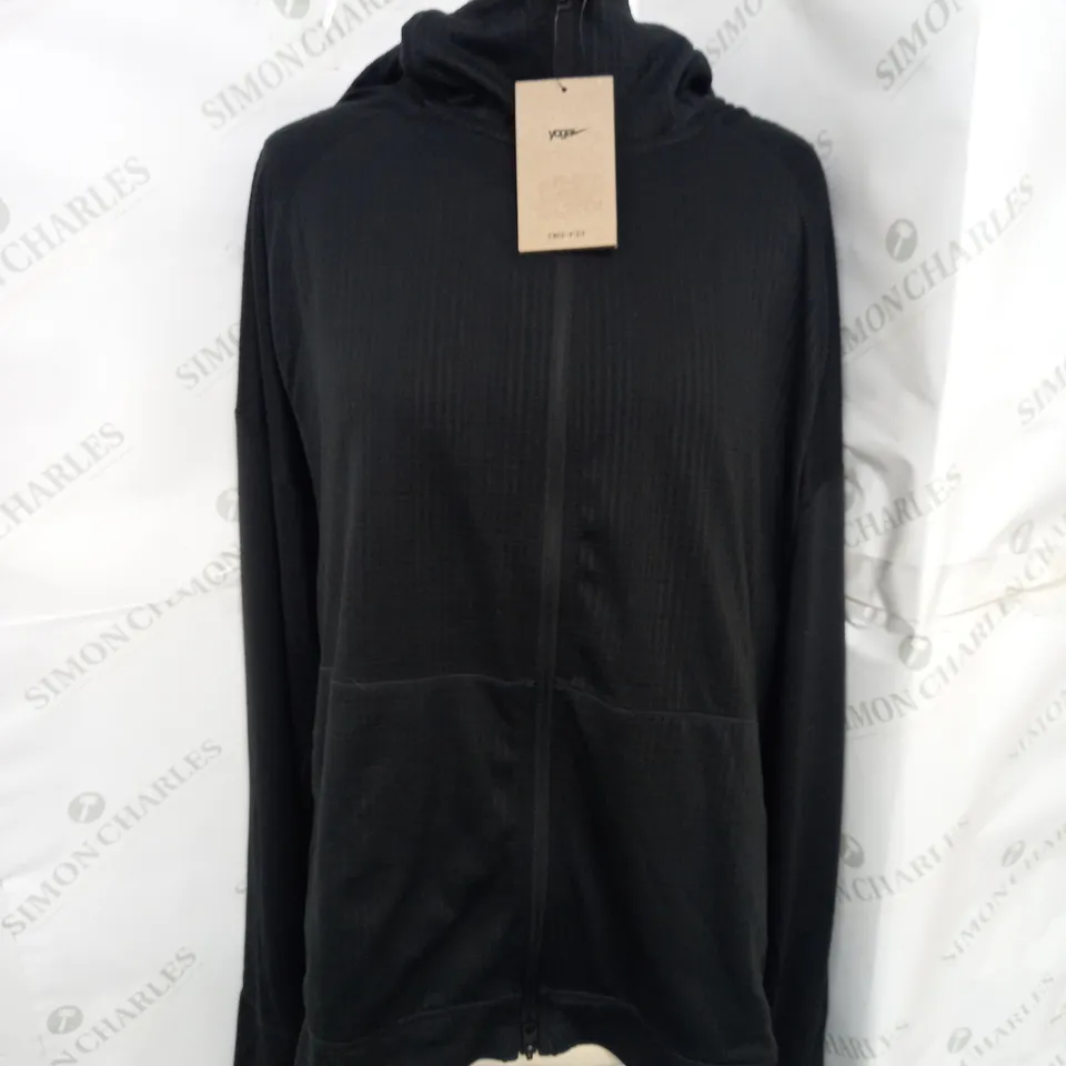 NIKE YOGA MENS TRAINING ZIP UP HOODED JACKET IN BLACK SIZE L
