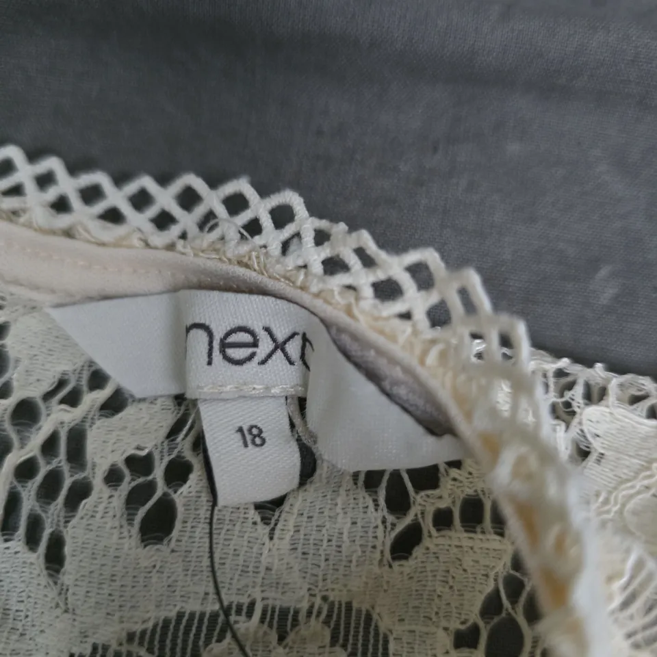 NEXT LACE BLOUSE – CREAM LACE, UK 18 (WOMENS)
