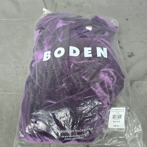 BODEN THEA VELVET MIDI DRESS β VIOLA β SIZE 12 R