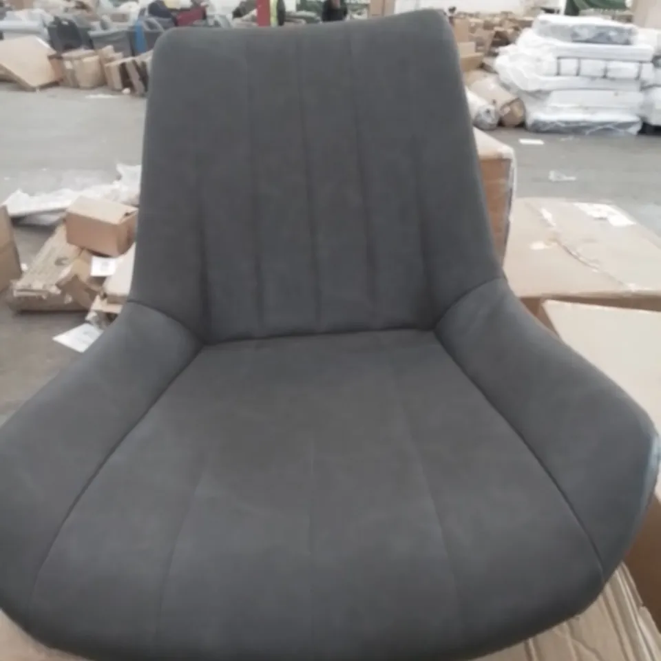 BOXED PAIR OF GREY FAUX LEATHER DINING CHAIRS