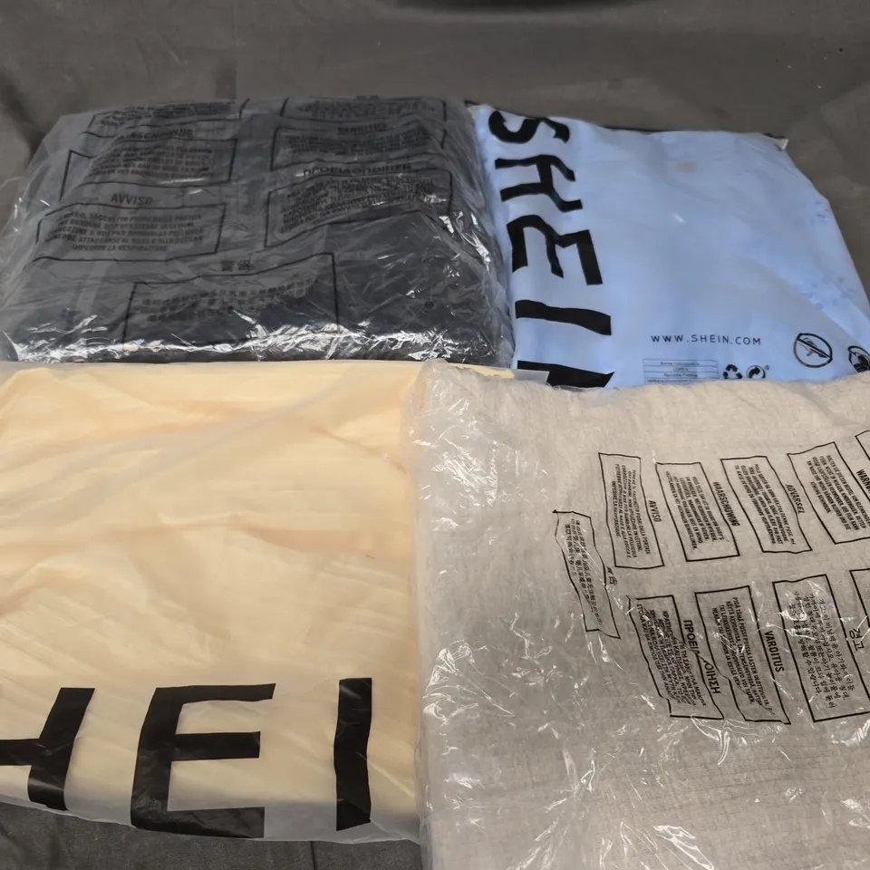 LARGE BOX OF APPROXIMATELY 20 ASSORTED CLOTHING ITEMS IN VARIOUS SIZES, STYLES AND COLOURS