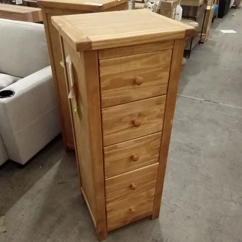 POMPEY 5 DRAWER 45cm W SOLID WOOD TALLBOY