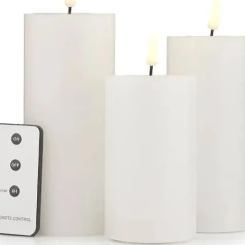HOME STORIES SET OF 3 LARGE FLAMELESS WAX CANDLES