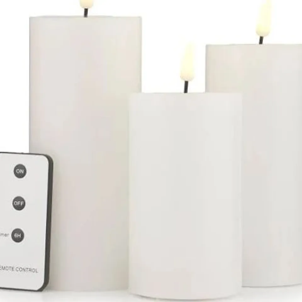 HOME STORIES SET OF 3 LARGE FLAMELESS WAX CANDLES