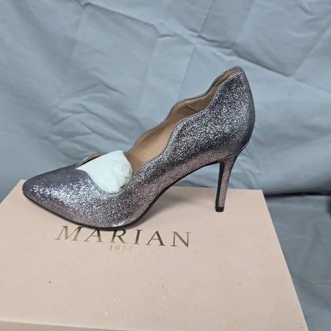 MARIAN STARTER ARGENTO 3716 SILVER GLITTER HIGH HEELS UK 5.5 