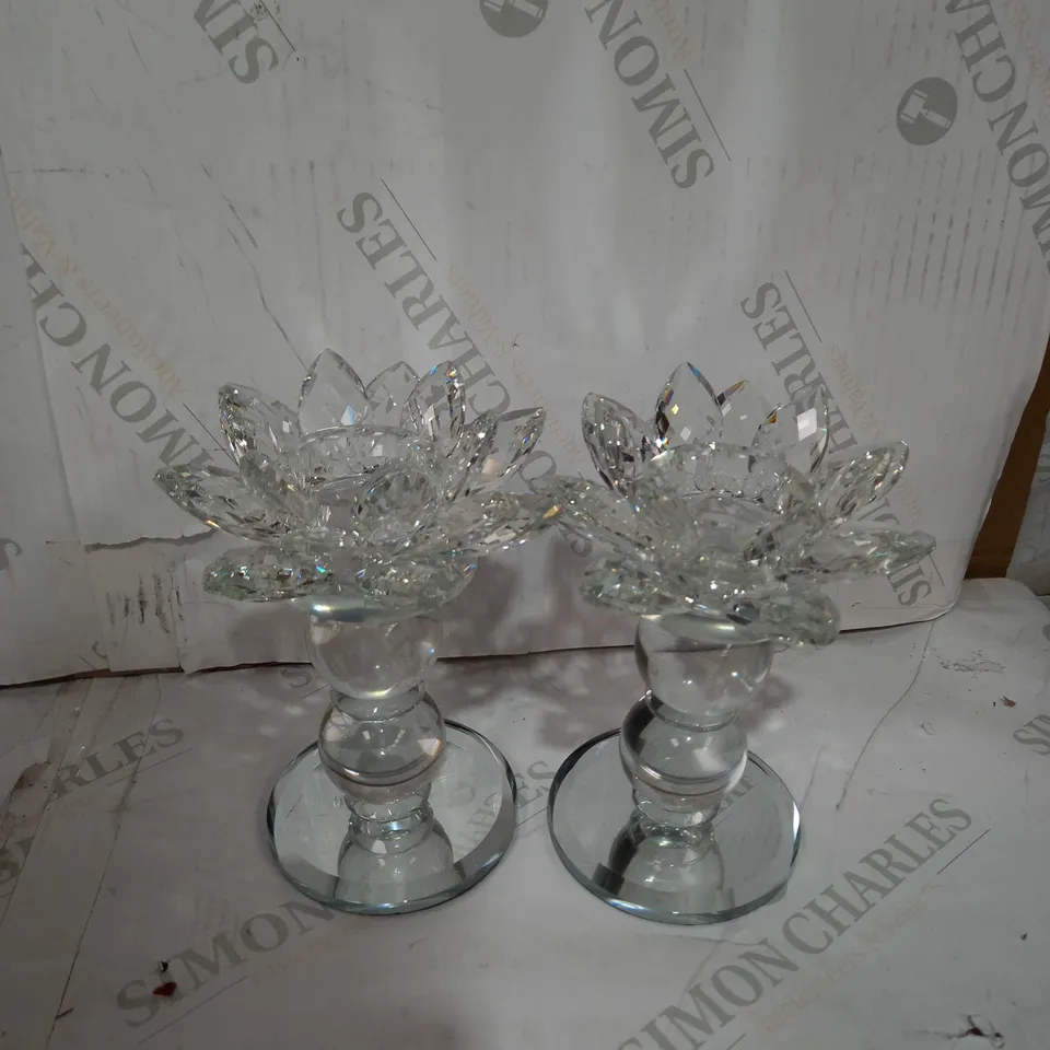 JM BY JULIEN MACDONALD CRYSTAL LOTUS FLOWER TEALIGHT HOLDERS GIFT SET