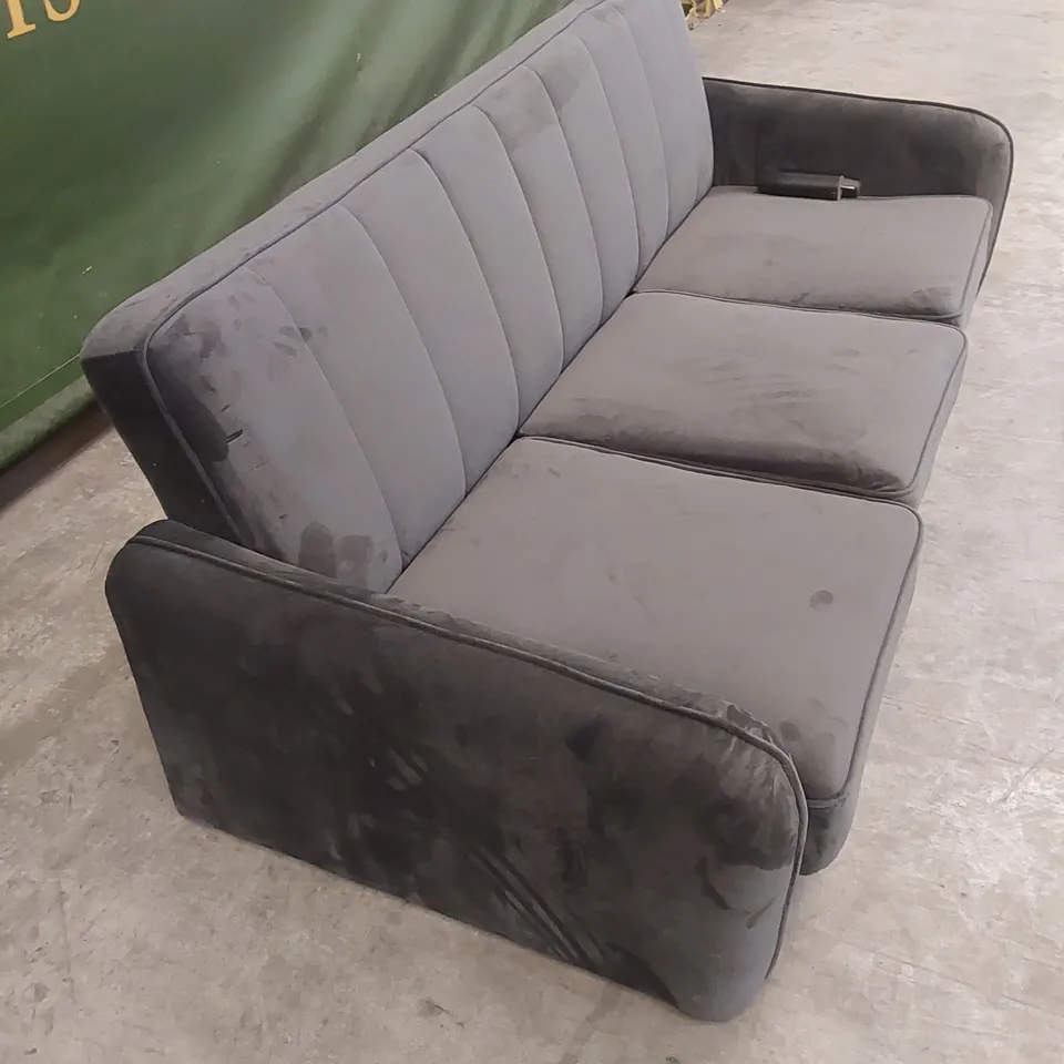 JENNIFER FABRIC COMPACT 3 SEATER SOFA - CHARCOAL VELVET