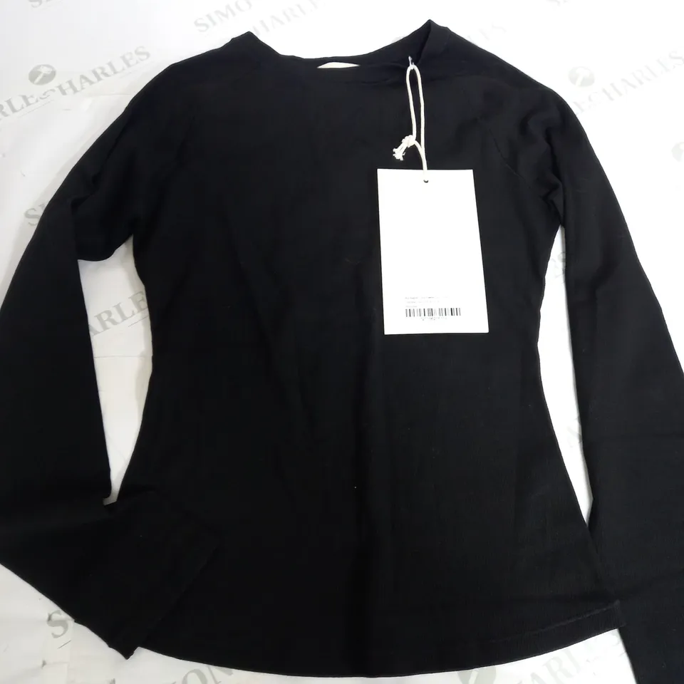 ADANOLA RIB RAGIAN LONG SLEEVE TOP IN BLACK - MEDIUM