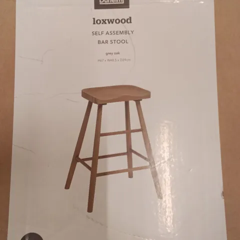 BOXED LOXWOOD BAR STOOL - GREY OAK