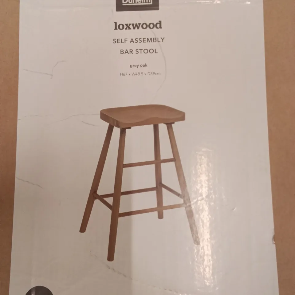 BOXED LOXWOOD BAR STOOL - GREY OAK