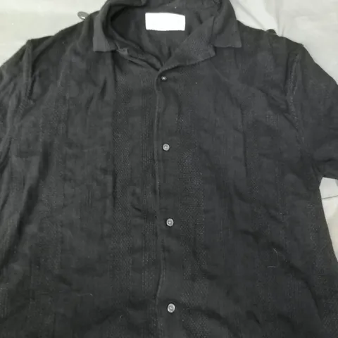 ABERCROMBIE & FITCH SUMMER LINEN BLEND BUTTON-UP SHORT SLEEVE SHIRT IN BLACK SIZE SMALL