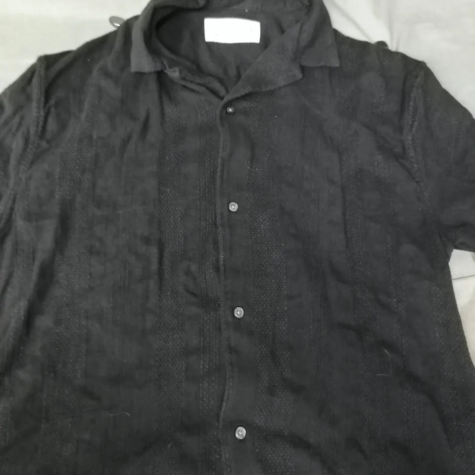 ABERCROMBIE & FITCH SUMMER LINEN BLEND BUTTON-UP SHORT SLEEVE SHIRT IN BLACK SIZE SMALL