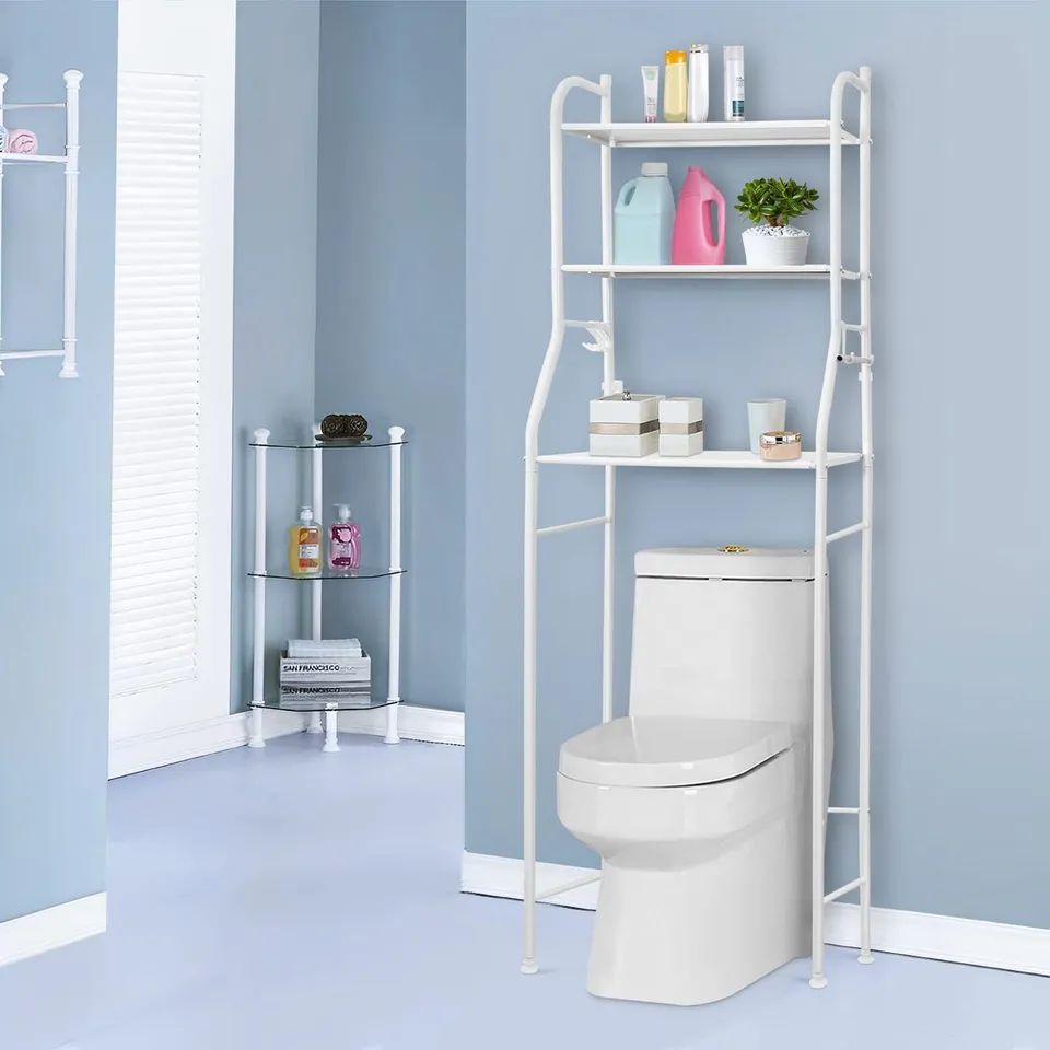 BOXED STAINLESS STEEL FREESTANDING OVER THE TOILET STORAGE (1 BOX)
