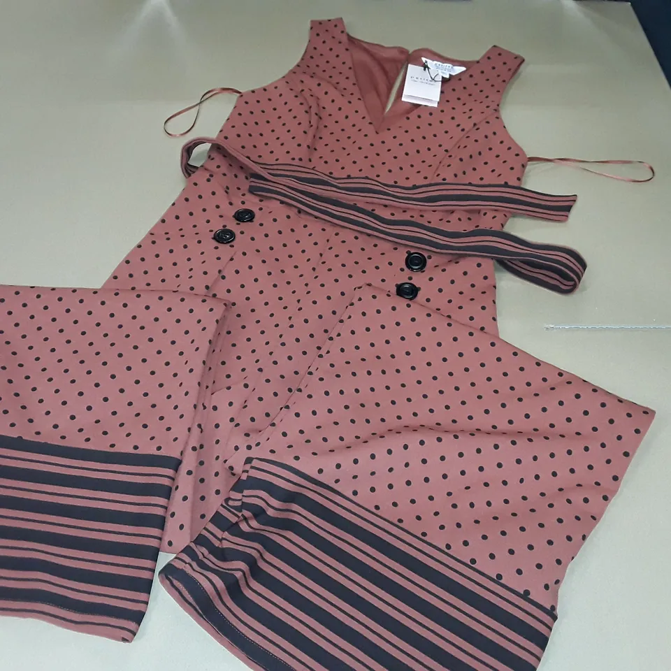 MISS SELFRIDGES PETITE RED POLKA DOT SLEEVELESS PLAYSUIT - UK 8