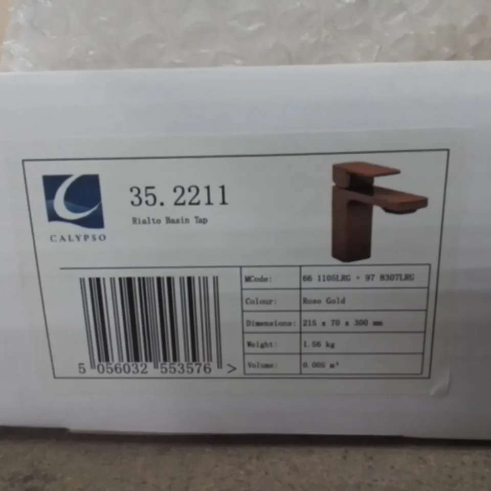 BOXED AS NEW RIALTO BASIN TAP IN ROSE GOLD