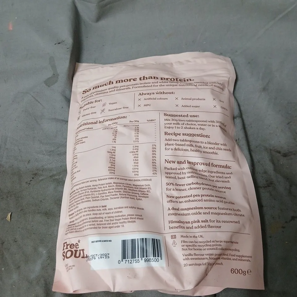 FREE SOUL VEGAN PROTEIN BLEND - VANILLA FLAVOUR, 600 G