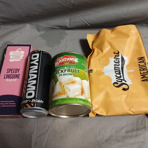 APPROXIMATELY 10 ASSORTED FOOD ITEMS TO INCLUDE - SIMPLY COOK, ENERGY DRINKS AND AMERICAN WHEAT - COLLECTION ONLY