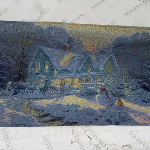 SNOWTIME BLESSINGS FIBRE OPTIC HANGING WALL TAPESTRY - 92cm x 66cm COLLECTION ONLY