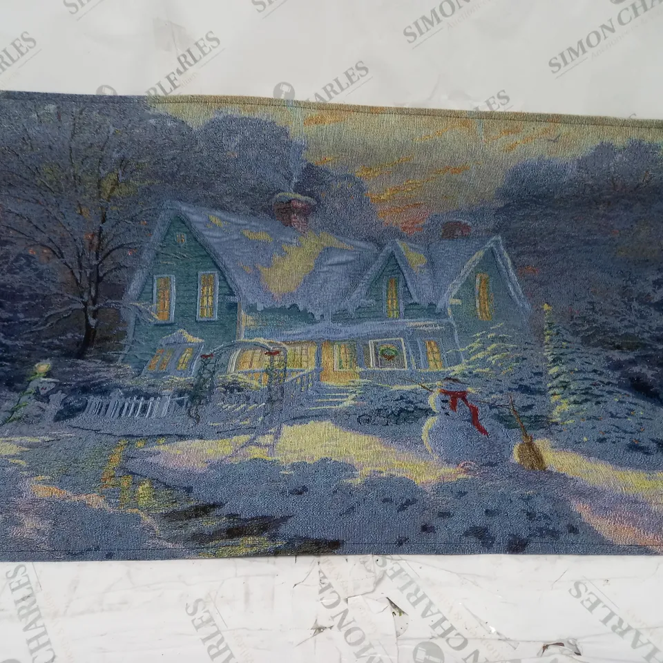 SNOWTIME BLESSINGS FIBRE OPTIC HANGING WALL TAPESTRY - 92cm x 66cm COLLECTION ONLY