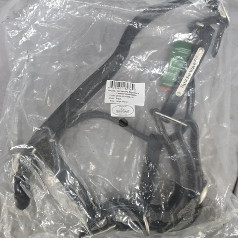 BAGGED HORSEWARE IRELAND SIGNATURE LEATHER HEADCOLLAR BLACK - LARGE