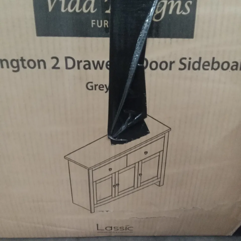 BOXED MANUS 117CM WIDE 2 DRAWER SIDEBOARD - GREY