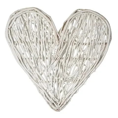 BOXED VERY LARGE WHITE WILLOW HEART