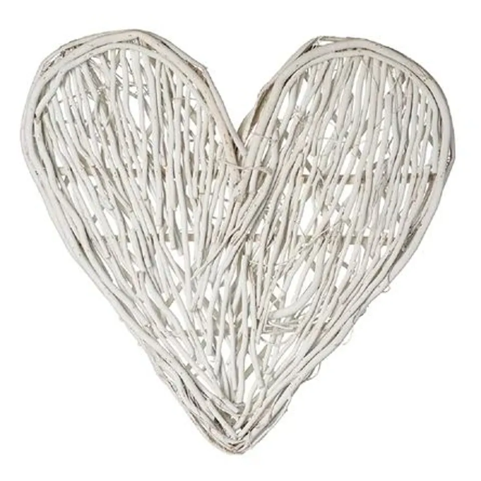 BOXED VERY LARGE WHITE WILLOW HEART