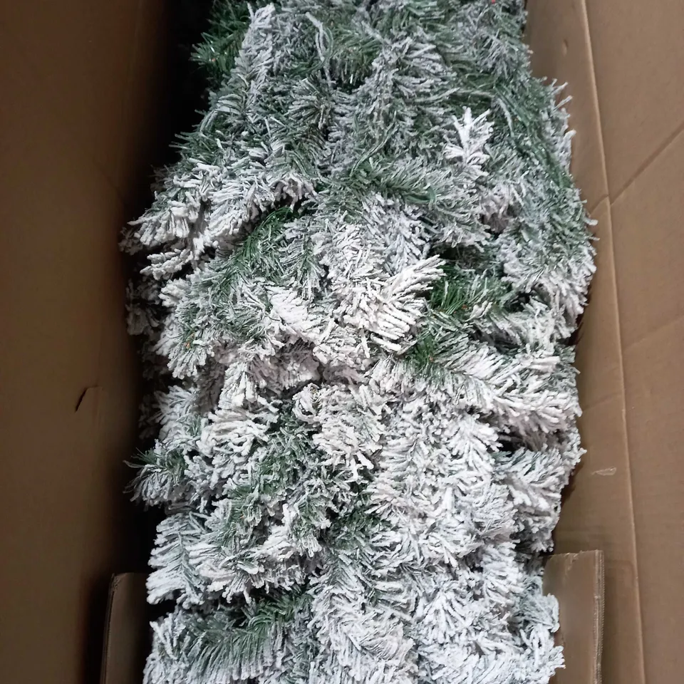 BOXED 8FT FLOCKED PRE LIT DOWNSWEPT REAL LOOK PINE CHRISTMAS TREE - COLLECTION ONLY RRP £187.99