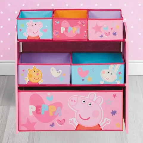 BOXED PEPPA PIG WOODEN TOY ORGANISER WITH 6 STORAGE BINS (1 BOX)