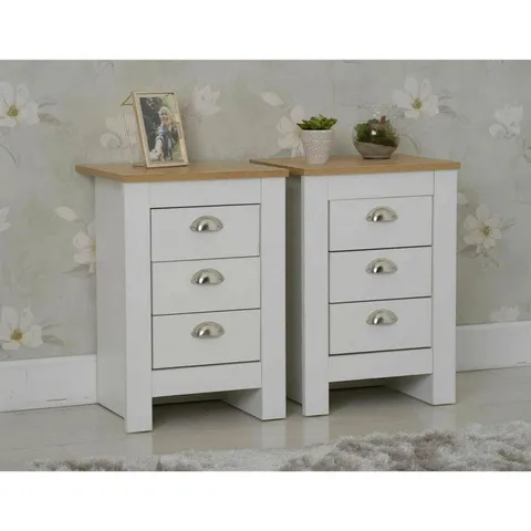 BOXED NESTORA 3 DRAWER BEDSIDE TABLE (SET OF 2)