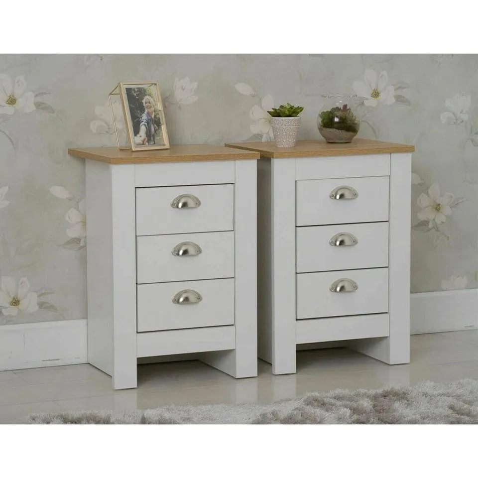 BOXED NESTORA 3 DRAWER BEDSIDE TABLE (SET OF 2)