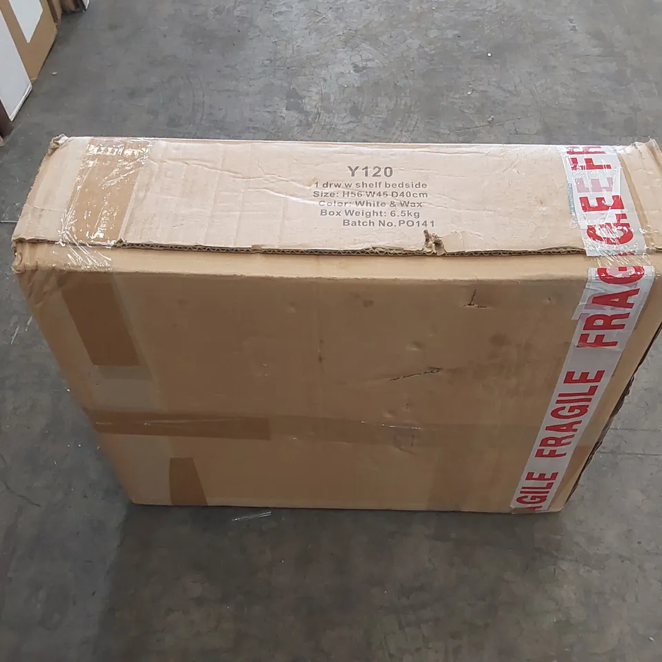 BOXED 1 DRAWER W SHELF BEDSIDE - WHITE (1 BOX)