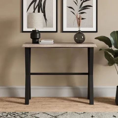 BOXED EZRA CONSOLE TABLE, RUSTIC WOOD EFFECT