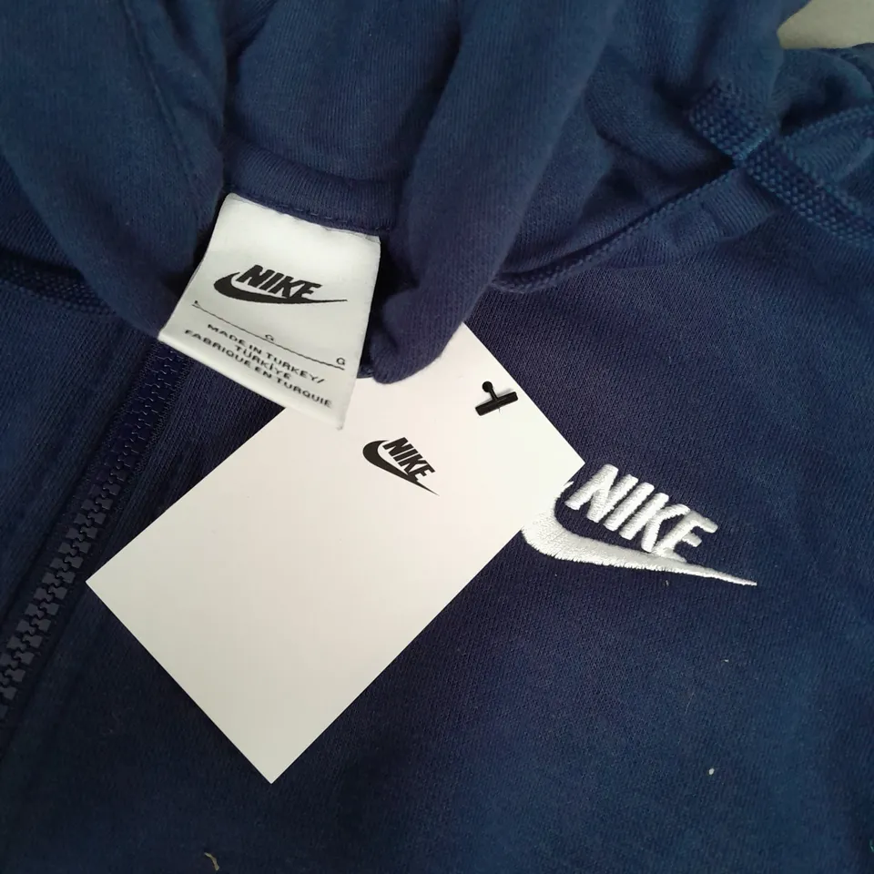 NIKE LONG SLEEVE ZIP HOODIE IN NAVY - LARGE