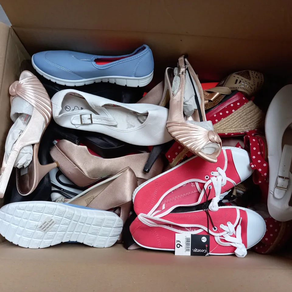 LARGE QUANTITY OF ASSORTED WOMENS SHOES IN VARIOUS SIZES, COLOURS AND STYLES
