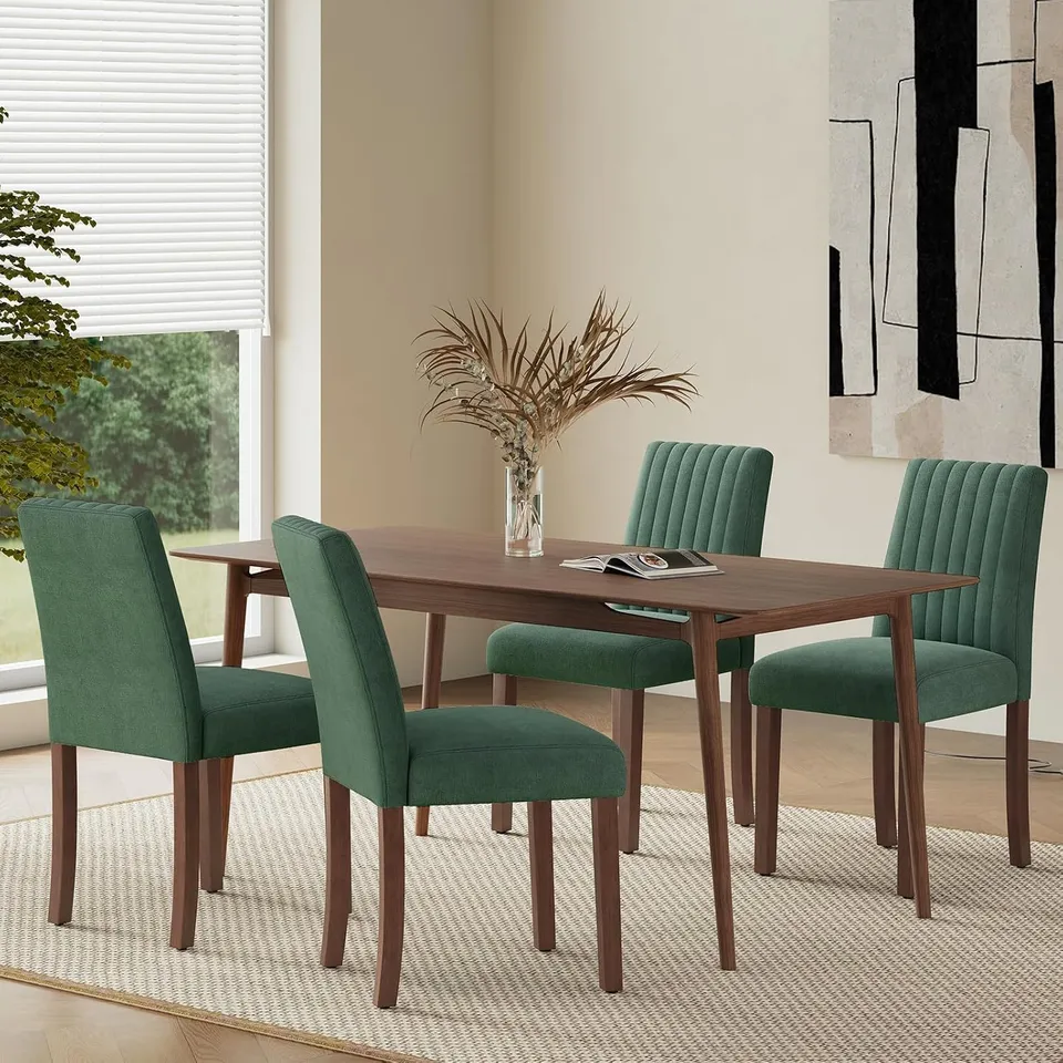 BOXED COLAMY UPHOLSTERED DINING CHAIRS (SET OF 4) - GREEN (1 BOX)