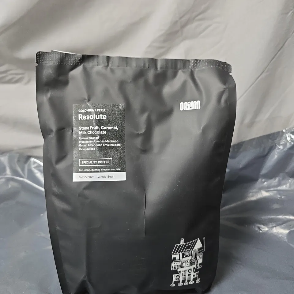 ORIGIN RESOLUTE COFFEE BEANS – COLOMBIA & PERU, STONE FRUIT, CARAMEL & MILK CHOCOLATE, WHOLE BEAN