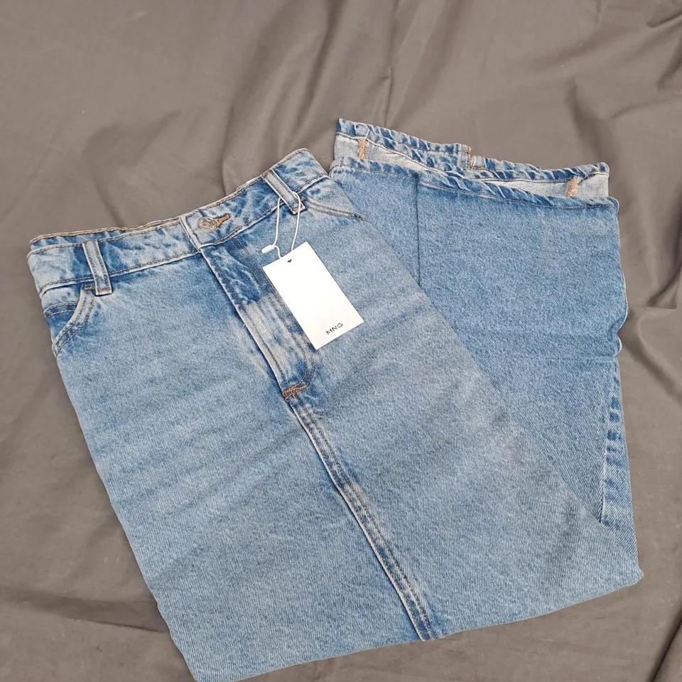 MNG LONG MIDRISE SKIRT IN BLUE DENIM SIZE M