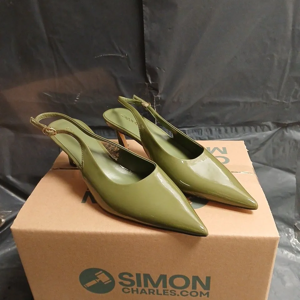 LONDON REBEL GREEN PATENT SLINGBACK HEELS – WOMEN’S FOOTWEAR UK 6